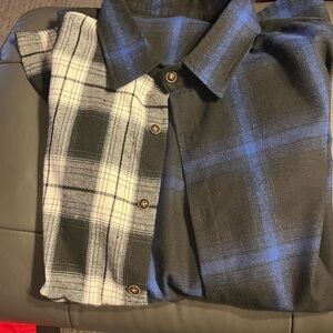 Men's Blue and Black Plaid Shirt